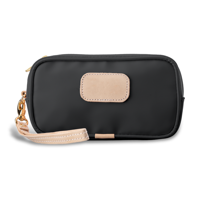 Wristlet - Charcoal Coated Canvas Front Angle in Color 'Charcoal Coated Canvas'