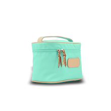 Load image into Gallery viewer, Makeup Case - Mint Coated Canvas Front Angle in Color &#39;Mint Coated Canvas&#39;
