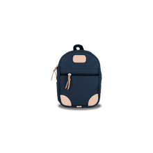 Load image into Gallery viewer, Mini Backpack - Navy Coated Canvas Front Angle in Color &#39;Navy Coated Canvas&#39;
