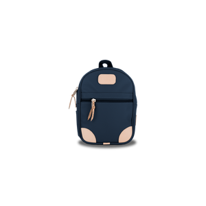 Mini Backpack - Navy Coated Canvas Front Angle in Color 'Navy Coated Canvas'