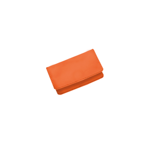 Card Case - Orange Leather Front Angle in Color 'Orange Leather'