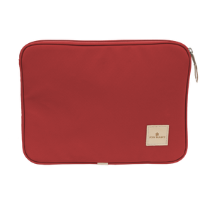 13" Computer Case - Red Coated Canvas Front Angle in Color 'Red Coated Canvas'