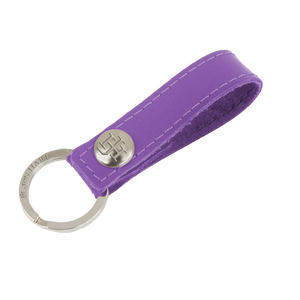 Key Ring - Plum Leather Front Angle in Color 'Plum Leather'
