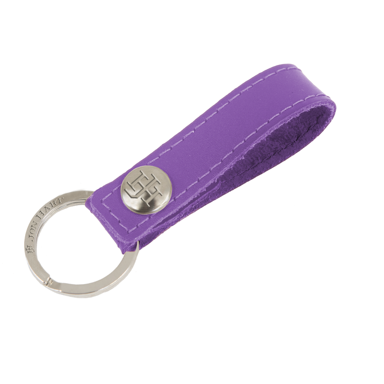 Key Ring - Plum Leather Front Angle in Color 'Plum Leather'