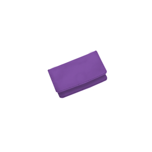 Card Case - Plum Leather Front Angle in Color 'Plum Leather'