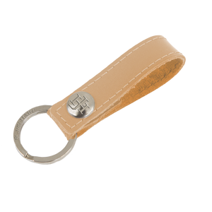Key Ring - Natural Leather Front Angle in Color 'Natural Leather'