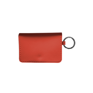 Leather ID Wallet - Cherry Leather Front Angle in Color 'Cherry Leather'