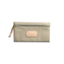 Load image into Gallery viewer, Quality made in America large rectangle pouch with leather patch to personalize with initials or monogram
