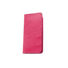 Load image into Gallery viewer, Wood Wallet - Hot Pink Leather Front Angle in Color &#39;Hot Pink Leather&#39;
