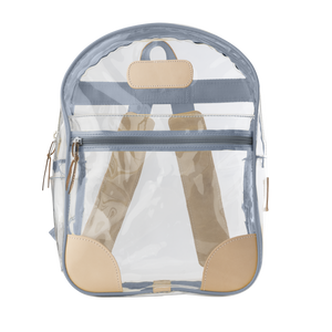 Clear Backpack - Slate Front Angle in Color 'Slate Webbing'