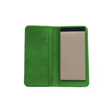 Load image into Gallery viewer, Wood Wallet - Shamrock Leather Front Angle in Color &#39;Shamrock Leather&#39;
