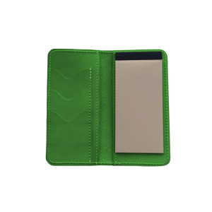 Wood Wallet - Shamrock Leather Front Angle in Color 'Shamrock Leather'