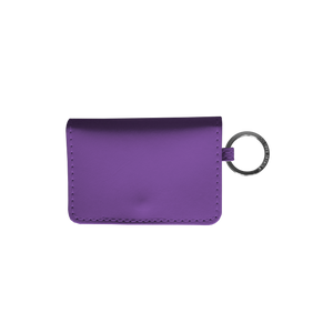 Leather ID Wallet - Plum Leather Front Angle in Color 'Plum Leather'