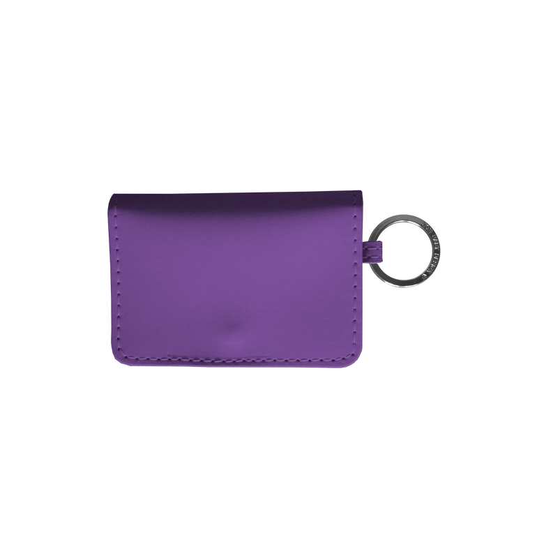Leather ID Wallet - Plum Leather Front Angle in Color 'Plum Leather'