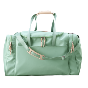Large Square Duffel - Mint Coated Canvas Front Angle in Color 'Mint Coated Canvas'