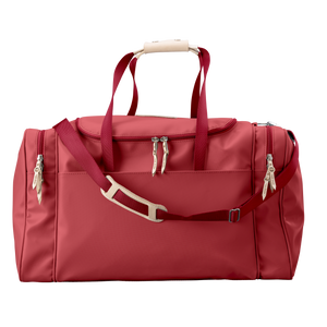 Large Square Duffel - Red Coated Canvas Front Angle in Color 'Red Coated Canvas'