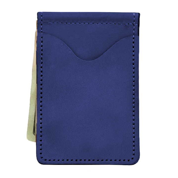 McClip - Royal Blue Leather Front Angle in Color 'Royal Blue Leather'