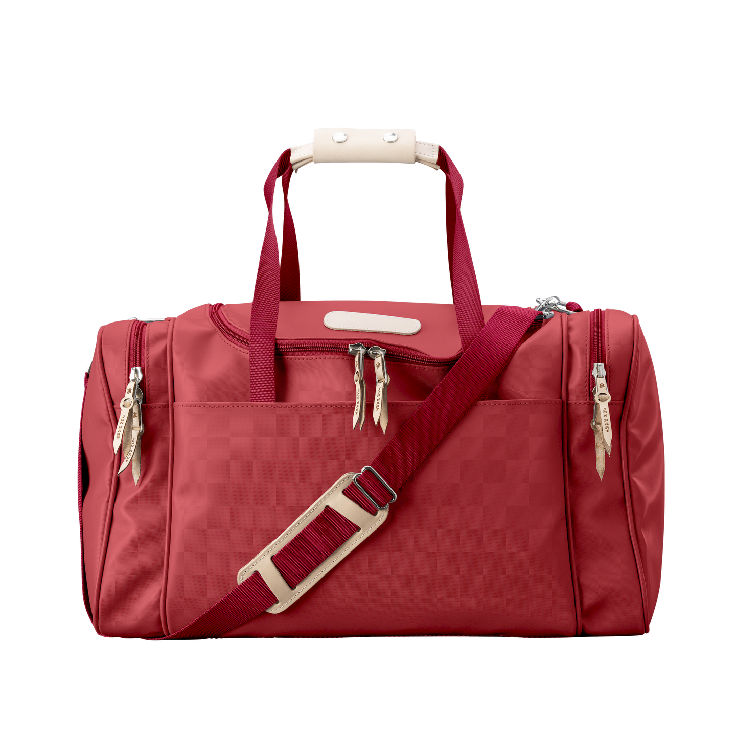 Medium Square Duffel - Red Coated Canvas Front Angle in Color 'Red Coated Canvas'