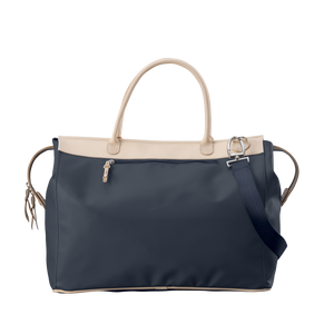 Burleson Bag - Navy Coated Canvas Front Angle in Color 'Navy Coated Canvas'