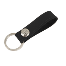 Load image into Gallery viewer, Key Ring - Black Leather Front Angle in Color &#39;Black Leather&#39;
