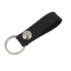 Key Ring - Black Leather Front Angle in Color 'Black Leather'