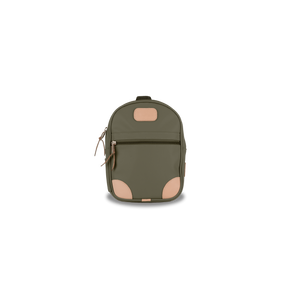 Mini Backpack - Moss Coated Canvas Front Angle in Color 'Moss Coated Canvas'