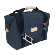 Load image into Gallery viewer, Large Cooler - Navy Coated Canvas Front Angle in Color &#39;Navy Coated Canvas&#39;

