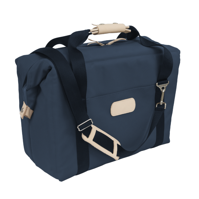 Large Cooler - Navy Coated Canvas Front Angle in Color 'Navy Coated Canvas'