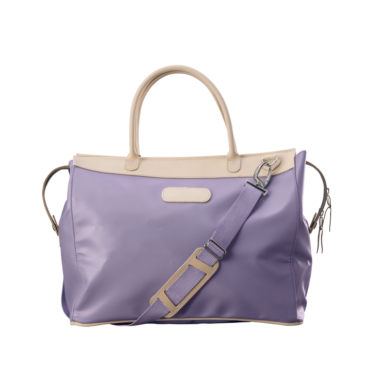 Burleson Bag - Lilac Coated Canvas Front Angle in Color 'Lilac Coated Canvas'