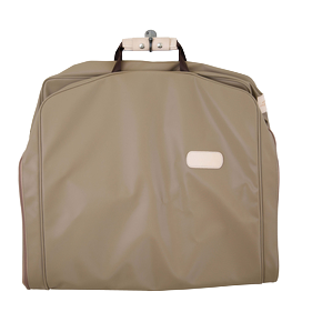50" Garment Bag - Saddle Coated Canvas Front Angle in Color 'Saddle Coated Canvas'