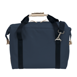 Large Cooler - Navy Coated Canvas Front Angle in Color 'Navy Coated Canvas'