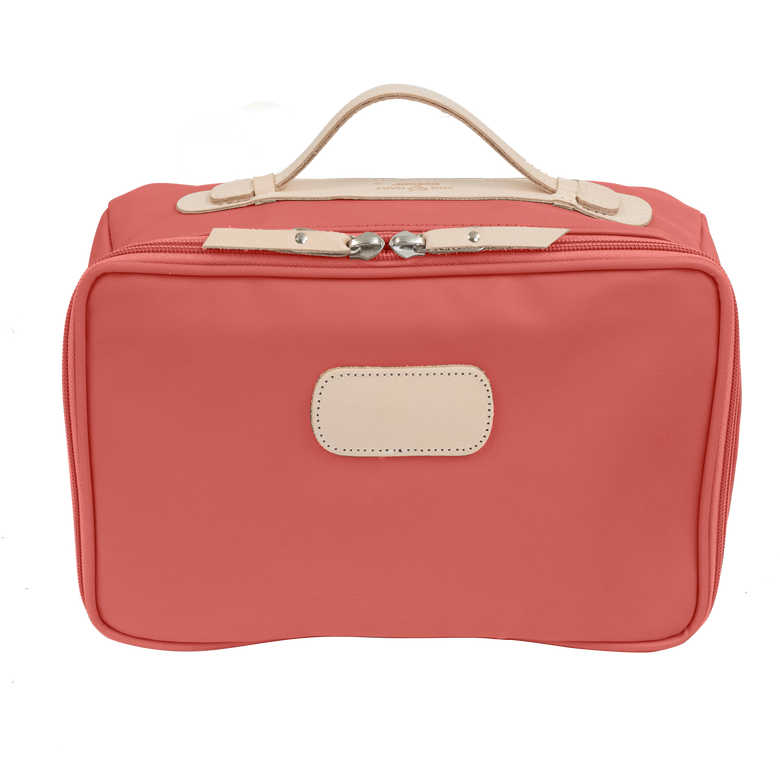 Large Travel Kit - Coral Coated Canvas Front Angle in Color 'Coral Coated Canvas'