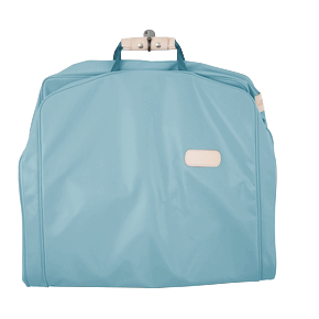 50" Garment Bag - Ocean Blue Coated Canvas Front Angle in Color 'Ocean Blue Coated Canvas'