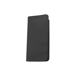 Wood Wallet - Black Leather Front Angle in Color 'Black Leather'