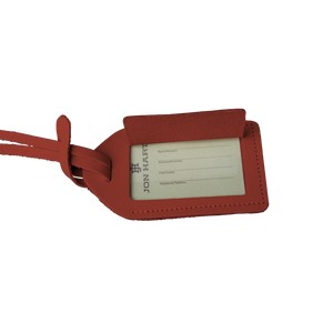 Luggage Tag - Wine Leather Front Angle in Color 'Wine Leather'
