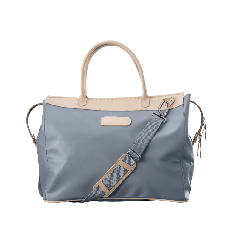 Burleson Bag - Slate Coated Canvas Front Angle in Color 'Slate Coated Canvas'