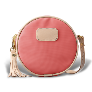 Luna - Coral Coated Canvas Front Angle in Color 'Coral Coated Canvas'
