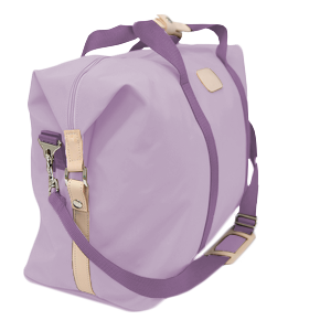 Weekender - Lilac Coated Canvas Front Angle in Color 'Lilac Coated Canvas'