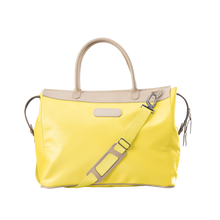 Load image into Gallery viewer, Burleson Bag - Lemon Coated Canvas Front Angle in Color &#39;Lemon Coated Canvas&#39;

