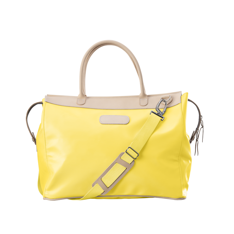 Burleson Bag - Lemon Coated Canvas Front Angle in Color 'Lemon Coated Canvas'