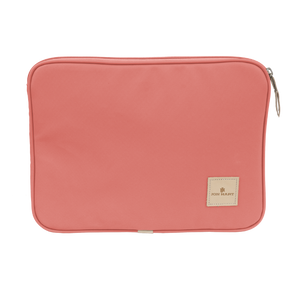 15" Computer Case - Coral Coated Canvas Front Angle in Color 'Coral Coated Canvas'