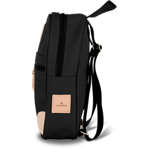 Mini Backpack - Black Coated Canvas Front Angle in Color 'Black Coated Canvas'