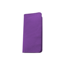 Load image into Gallery viewer, Wood Wallet - Plum Leather Front Angle in Color &#39;Plum Leather&#39;
