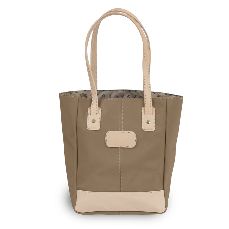 Alamo Heights Tote - Saddle Coated Canvas Front Angle in Color 'Saddle Coated Canvas'
