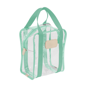 Clear Shag Bag - Mint Webbing Front Angle in Color 'Mint Webbing'