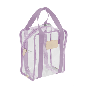 Clear Shag Bag - Lilac Webbing Front Angle in Color 'Lilac Webbing'